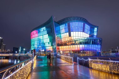Seoul, Güney Kore - 4 Mart 2018: gece görünümü, Seul yüzen ada, Sebit Dungdungseom (yüzen ada bilinen üç yapay adalar).