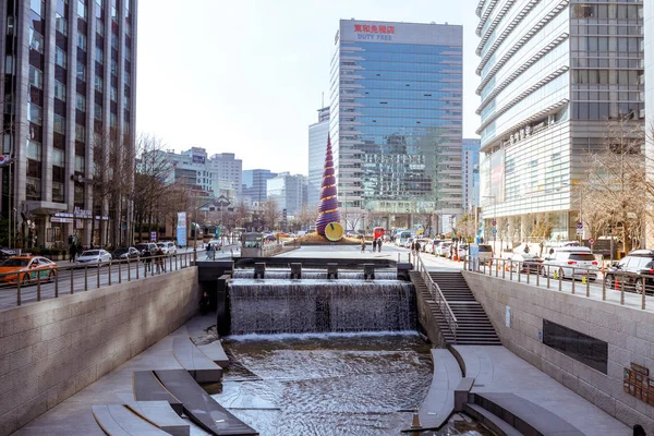 Seul Coréia Sul Março 2018 Cheonggyecheon Cidade Seul — Fotografia de Stock