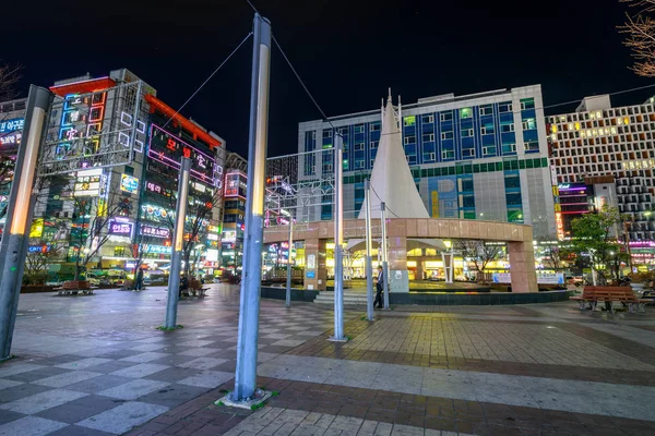 Changwon Coreia Sul Março 2018 Vista Noturna Sangnam Fountain Plaza — Fotografia de Stock