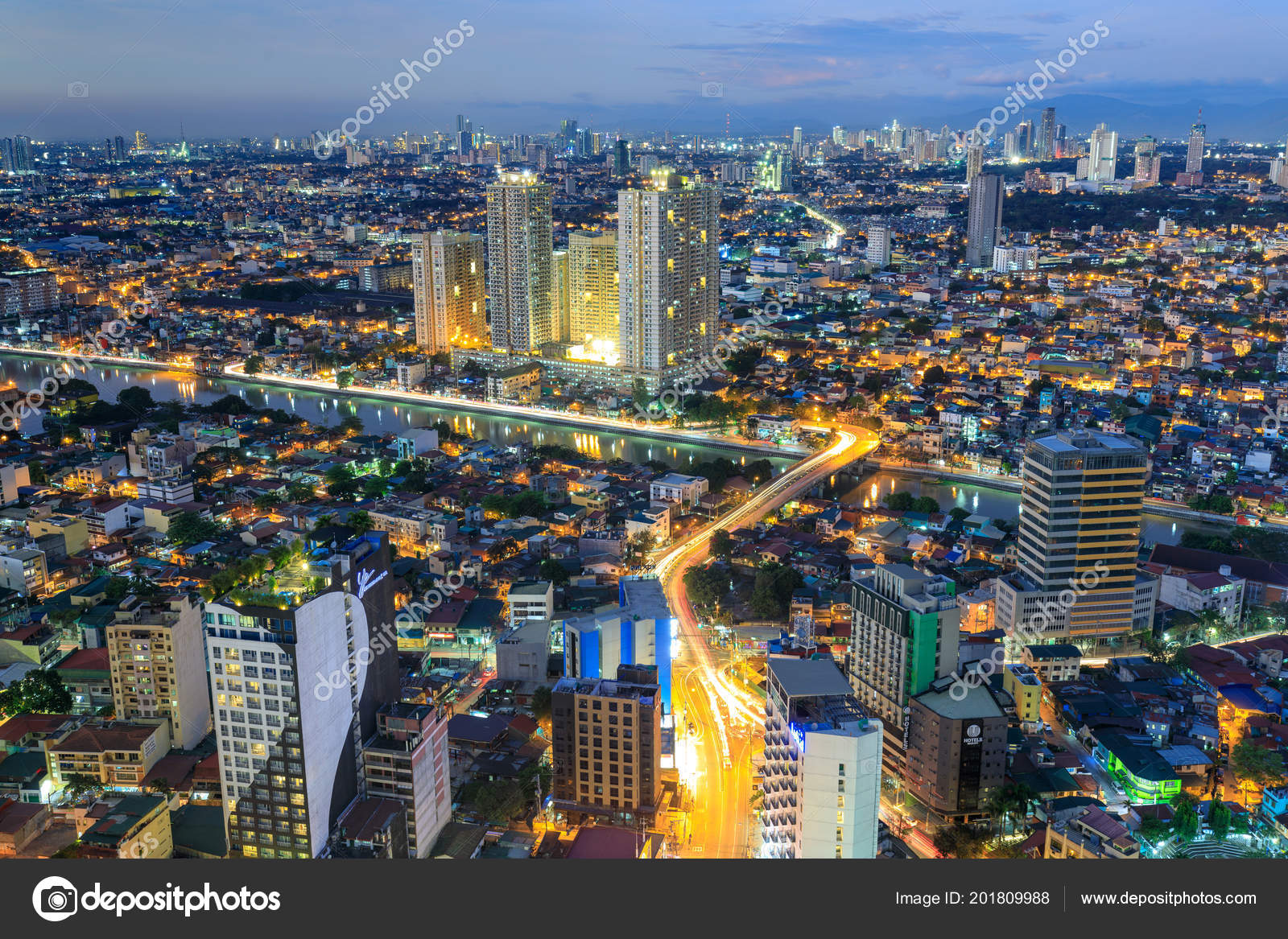 Manille Philippines Février 2018 Vue Nuit Mandaluyong