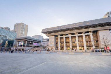 Seoul, Güney Kore - 6 Mart 2018: Sejong Merkezi Sanat Seul gerçekleştirmek için. En büyük sanat ve kültür sitesi Seul Sejong merkezidir sanat gerçekleştirmek için.