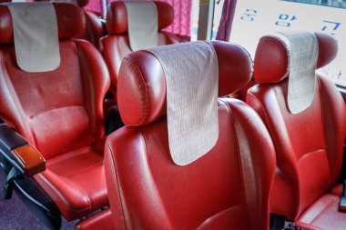 Seoul, Güney Kore - 7 Mart 2018: koltuk Seoul City Express otobüs içinde