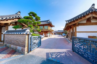 Gimhae, Güney Kore - 10 Mart 2018: Gimhae Hanok deneyim Hall