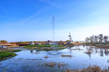 Busan, Güney Kore - 14 Mart 2018: sahne Sunrise park yakınındaki Oryukdo gökyüzü yürüyüş Busan City