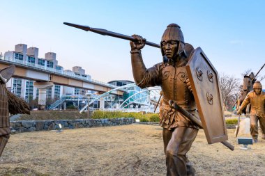 Antik Garak miras Gimhae, Güney Gyeongsang Eyaleti de yol heykeli Gimhae, Güney Kore - 10 Mart 2018: