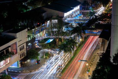 Manila, Filipinler - 24 Şubat 2018: Ariel görünümünü Greenbelt Alışveriş Merkezi giriş Makati, Metro Manila, Filipinler