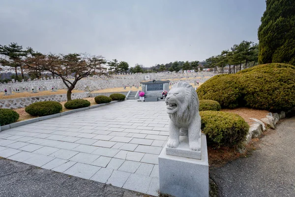 Seoul Corea Del Sud Marzo 2018 Lapidi Nel Cimitero Nazionale — Foto Stock