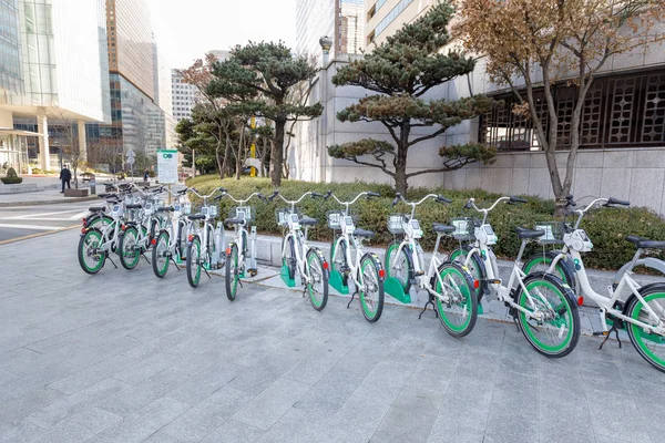 Seúl Corea Del Sur Marzo 2018 Sistema Público Alquiler Bicicletas —  Fotos de Stock