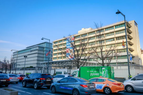 Seoul Korea Południowa Marca 2018 Fasada Ambasady Stanów Zjednoczonych Miasta — Zdjęcie stockowe