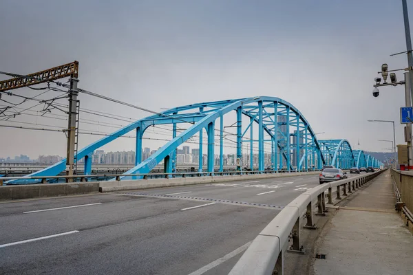 Seoul Sydkorea Mars 2018 Seoul City Skyline Dongjak Bridge Och — Stockfoto