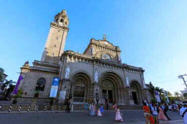 Manila, Philippines - Feb 17, 2018 : Manila Cathedral with the Intramuros area of manila clipart