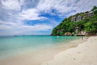 Boracay, Philippines - Nov 18, 2017 : Diniwid beach view, white-sand beach in Boracay Island in the Philippine clipart