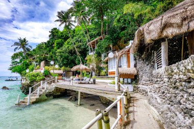 Boracay, Filipinler - 18 Kasım 2017: Deniz açık namı Resort Boracay Adası Filipinler