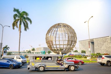 Manila, Philippines - Feb 10, 2018 : Main gate of Mall of Asia with Globe Rotunda in Pasay, Manila, Philippines. clipart