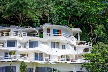 Boracay, Filipinler - 18 Kasım 2017: Cephe, Batı Cove Filipin Boracay Adası ünlü dönüm noktası olan Resort,