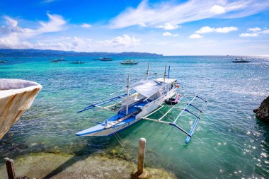Boracay, Philippines - Nov 18, 2017 : Filipino boat in the Boracay sea clipart