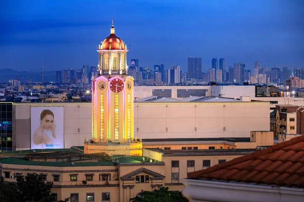 Manila Filipinas Fevereiro 2018 Torre Relógio Prefeitura Manila Pôr Sol — Fotografia de Stock