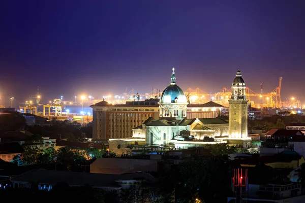 Manila Katedrali'ne sırasında günbatımı, Intramuros, Manila, Filipinler