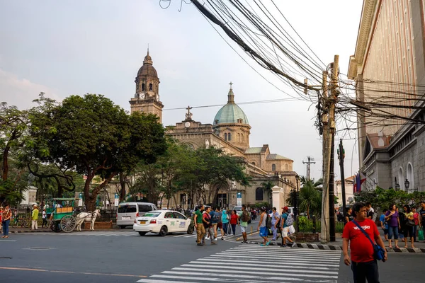 Manila, Filipinler - 10 Şubat 2018: Manila Intramuros İlçesi, Manila, Filipinler bulunan Katedrali