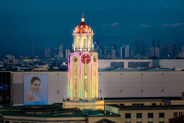 Manila Filipinas Fevereiro 2018 Torre Relógio Prefeitura Manila Visão Noturna — Fotografia de Stock