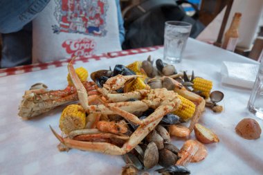 Seattle, Washington - 30 Haziran 2018: Yengeç Pot, deniz ürünleri Restoran Seattle