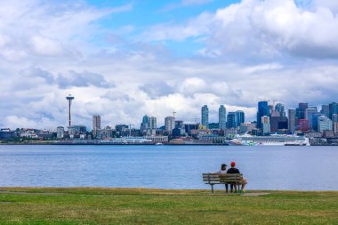 Seattle manzarası Panorama, bulutlu gün