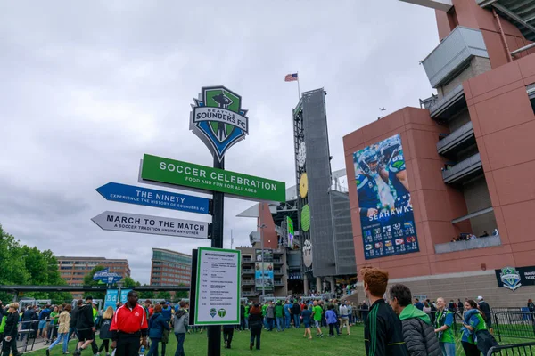 Seattle Washington Czerwca 2018 Znak Seattle Sounders Usługi Centurylink Field — Zdjęcie stockowe