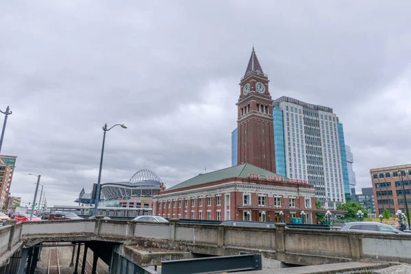 西雅图 华盛顿 2018年6月30日 国王街站是一个火车站建于 1906年 与钟楼作为当地地标 — 图库照片