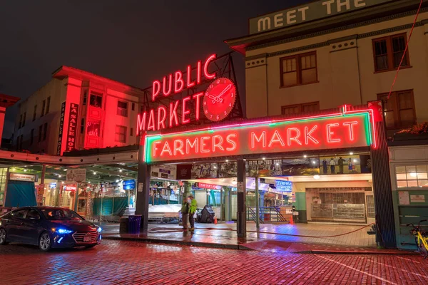 Seattle Washington June 2018 View Public Market Center Sign Public — Stock Photo, Image