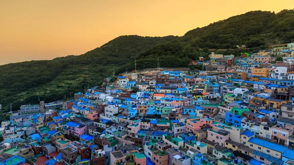 Wunderschöner Sonnenuntergang Des Gamcheon Kulturdorfes Der Südkoreanischen Stadt Busan — Stockfoto