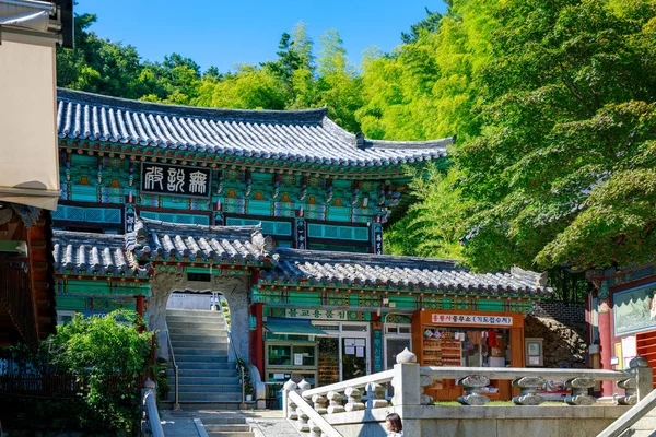 Yangsan Νότια Κορέα Aug 2018 Honglyongsa Σκηνή Ναός Στην Πόλη — Φωτογραφία Αρχείου
