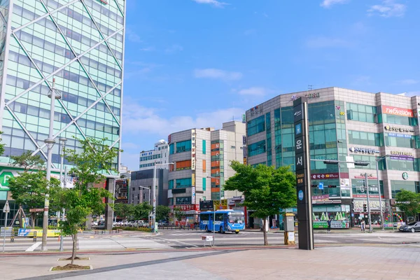 Incheon Güney Kore Temmuz 2018 Ofis Binaları Sokak Incheon Uluslararası — Stok fotoğraf