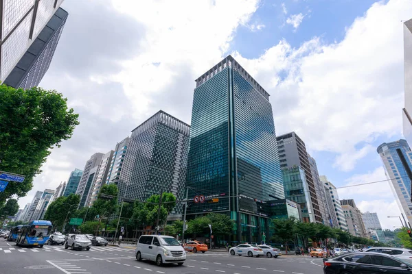 Seoul South Korea Jul 2018 Office Buildings Streetscape Gangnam Station — Stock Photo, Image