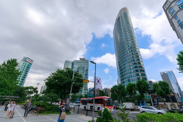 Seoul Sydkorea Jul 2018 Kontorsbyggnader Och Streetscapen Runt Gangnam Station — Stockfoto