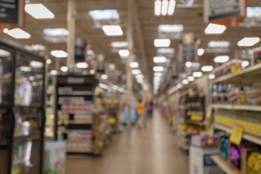 Süpermarket bokeh ile arka plan için soyut bulanıklık