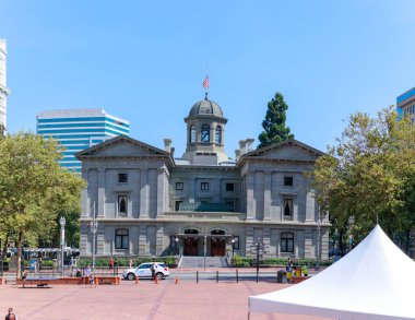 Portland, Oregon - 29 Ağustos 2018: Pioneer Adliye Meydanı, Portland city Park