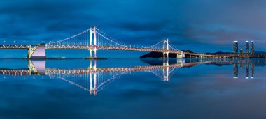 Gwangan köprü Busan City, Güney Kore gece görünümü