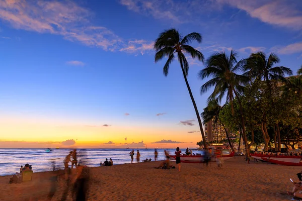 Famosa Praia Waikiki Ahu Havaí Imagem — Fotografia de Stock