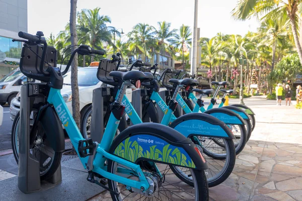 호놀룰루 하와이 2018 Biki 와이키키 오아후 거리에 줄지어 자전거 서비스의 — 스톡 사진