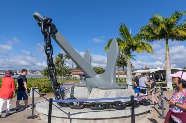 Oahu, Hawaii - 25 Aralık 2018: Pearl Harbor tarihi eserleri, Honolulu görünümü