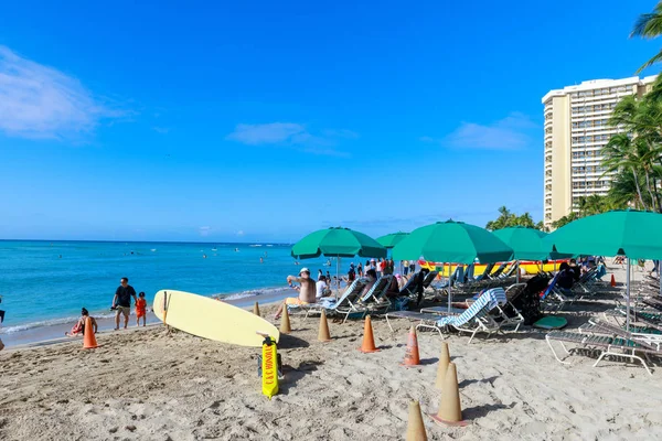 Гонолулу Гаваї Грудня 2018 Перегляд Зайнятий Оаху Waikiki Пляж Денний — стокове фото