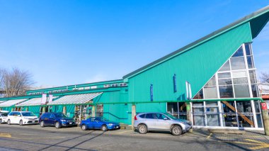 Vancouver, Kanada - 1 Şubat 2019: Görünüm, Federasyon, Kanadalı sanatçı Granville Adası'nda