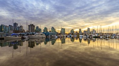 Vancouver, Kanada - 1 Şubat 2019: Vancouver Downtown görünümünden Stanley Parkı