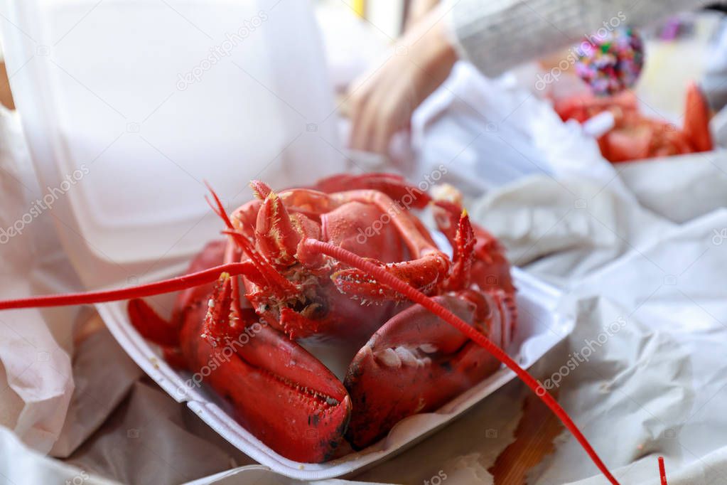 Lobster seafood in Granville Island, Vancouver, BC, Canada