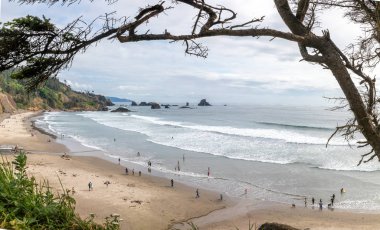 Oregon Ecola State Park'ta Indian Beach Sahne