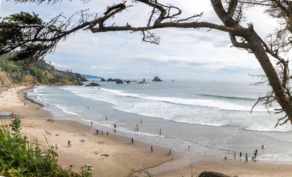 Scene of Indian Beach at Ecola State Park in Oregon