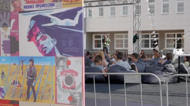 Open-Air-Kino in Moskau, Russland — Stockvideo