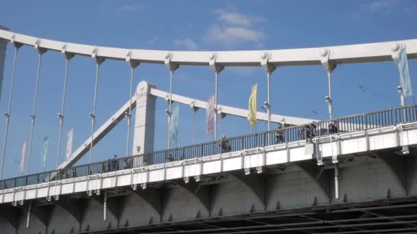 Moskova Krymsky Köprüsü Nün Güzel Inşaat Havadan Görünümü — Stok video