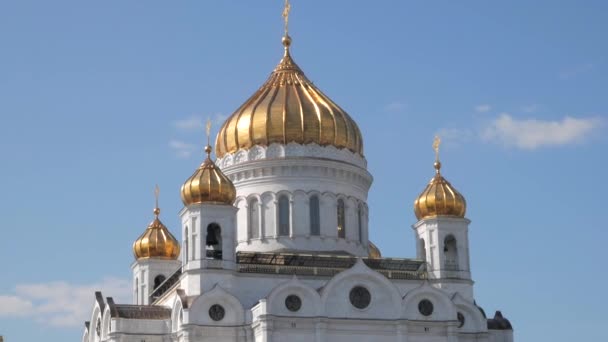 Fragment Van Witte Christus Verlosser Kathedraal Met Gouden Koepels Moskou — Stockvideo