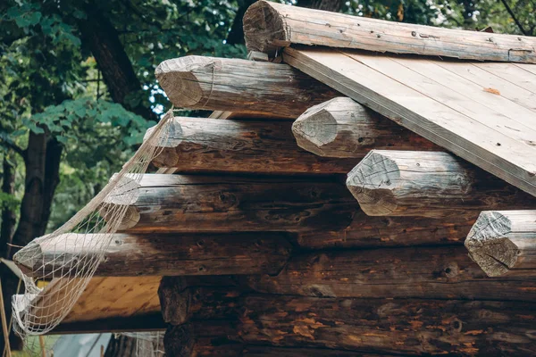 Wszystko Stary Tradycyjnych Drewnianych Wyświetlone Dom Konstrukcji Dachu — Zdjęcie stockowe